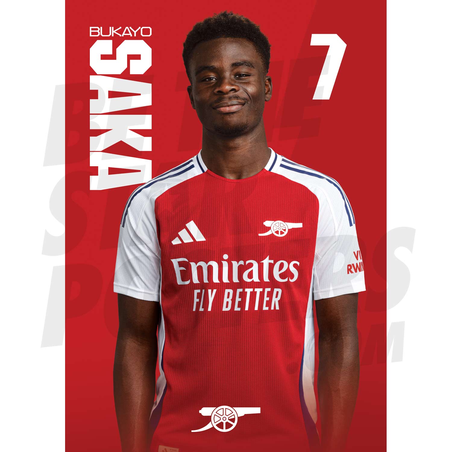 Arsenal FC Saka 24/25 Headshot Poster