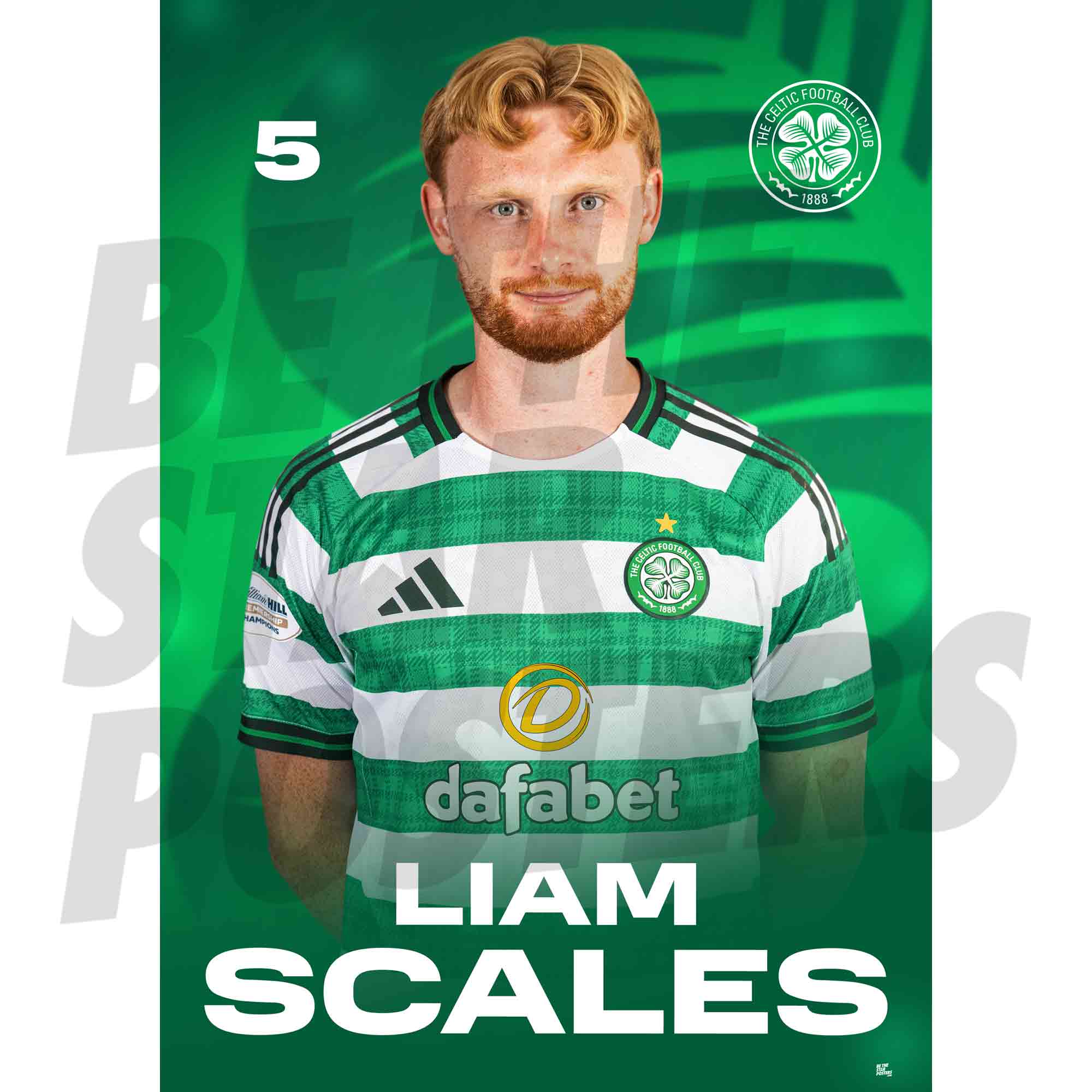 Celtic FC Liam Scales 25/26 Headshot Poster