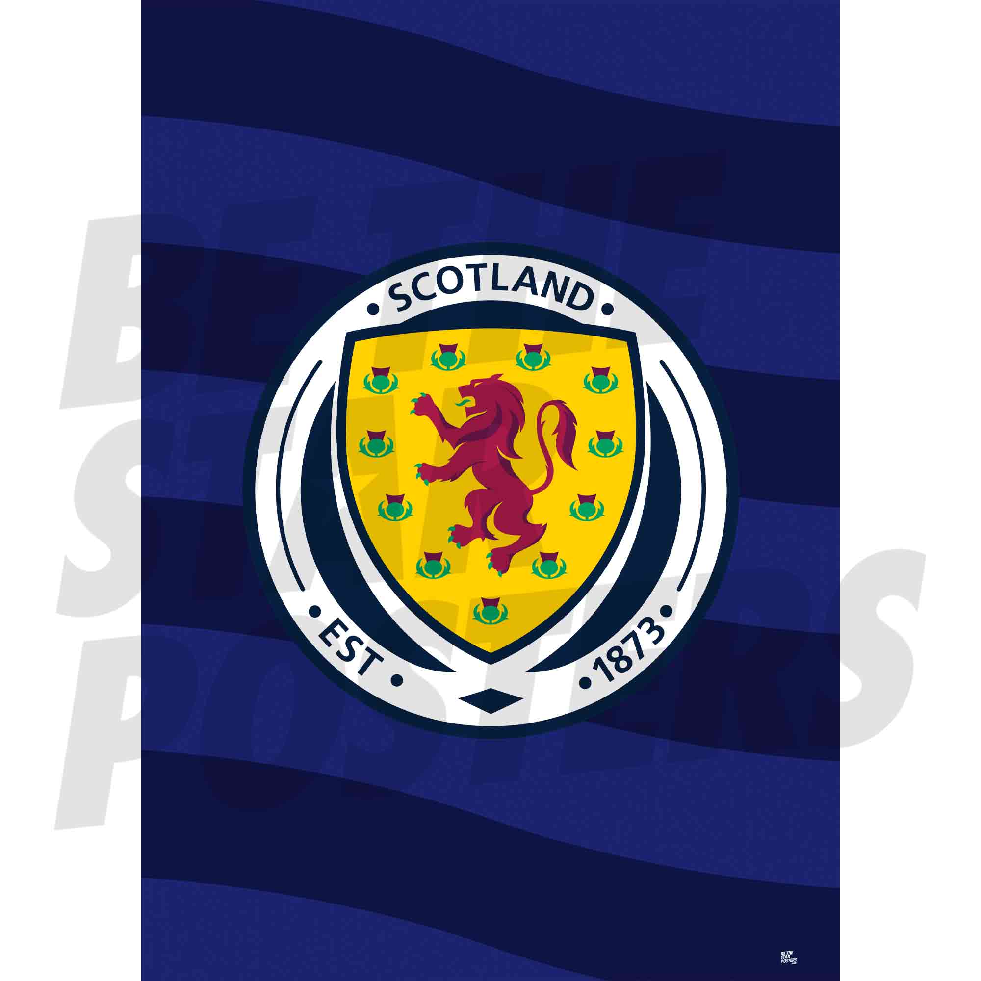 Scotland Football Navy Stripe Crest Poster