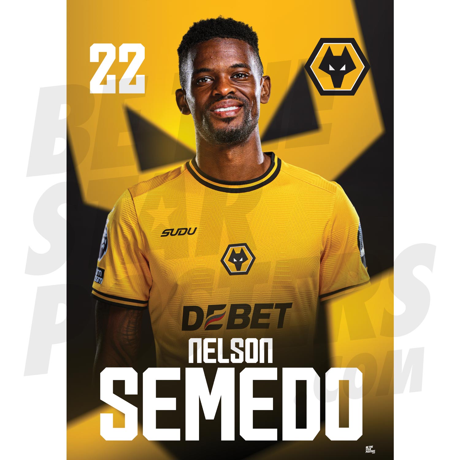 Wolverhampton Wanderers FC Semedo 24/25 Headshot Poster