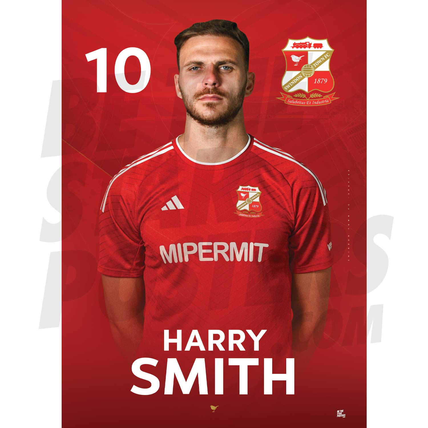 Swindon Town FC Smith 24/25 Headshot Poster