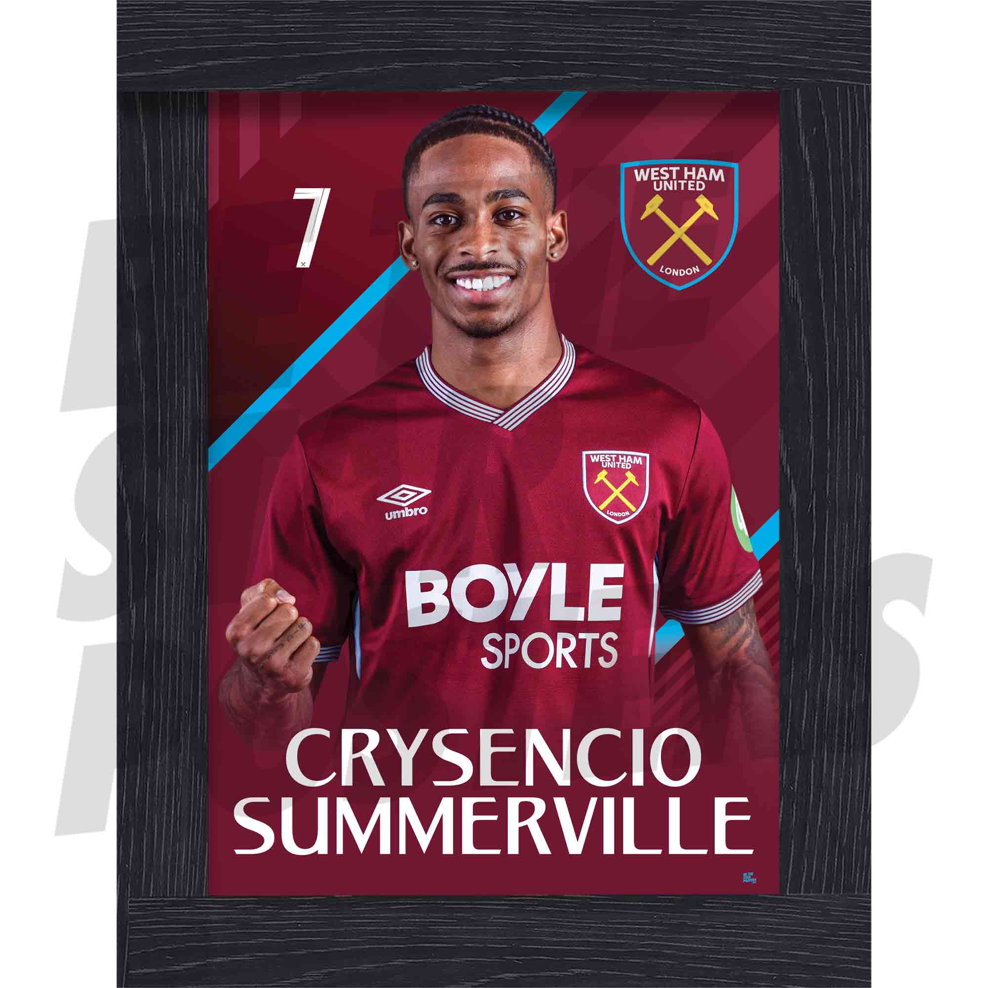 West Ham United FC Summerville 25/26 Headshot Poster