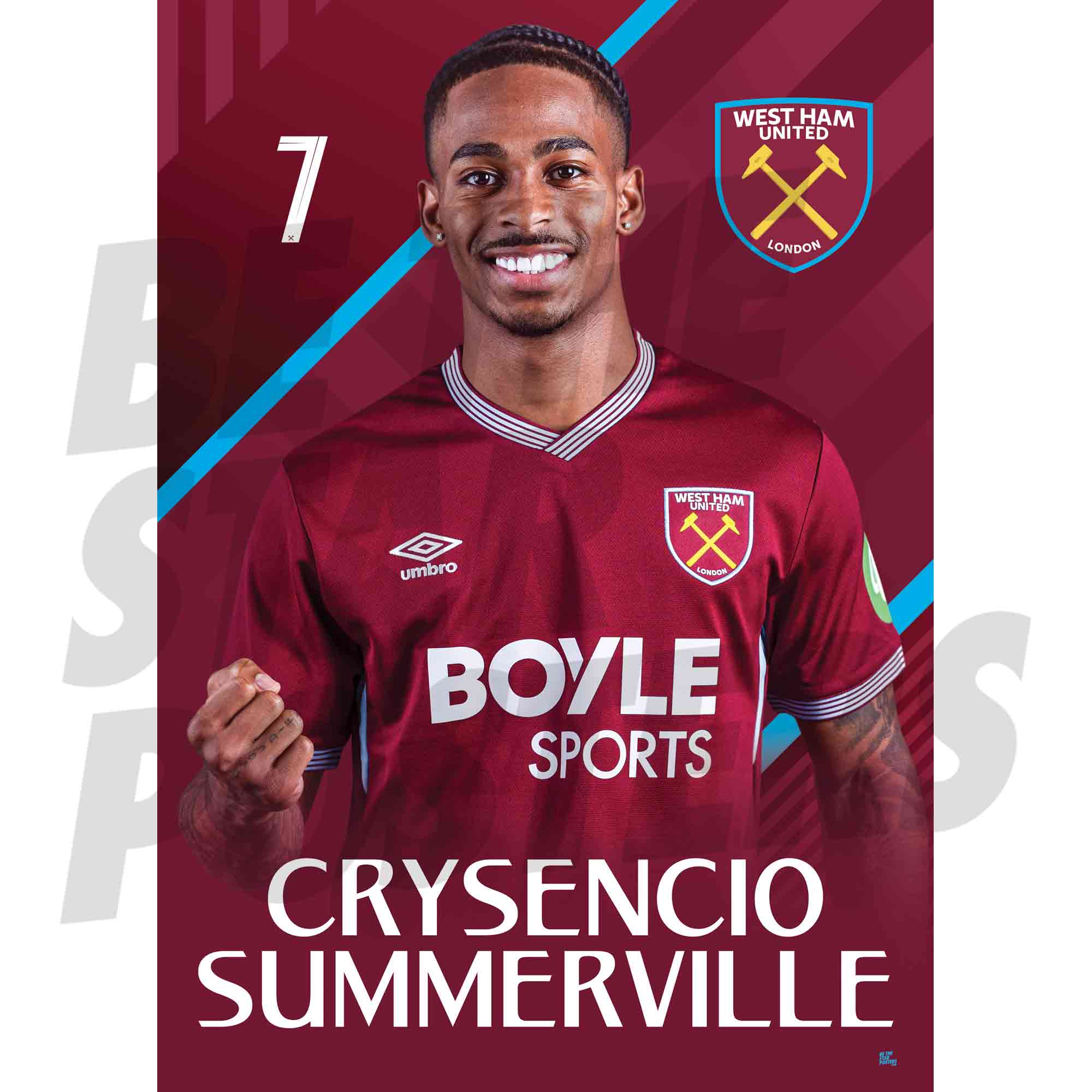 West Ham United FC Summerville 25/26 Headshot Poster