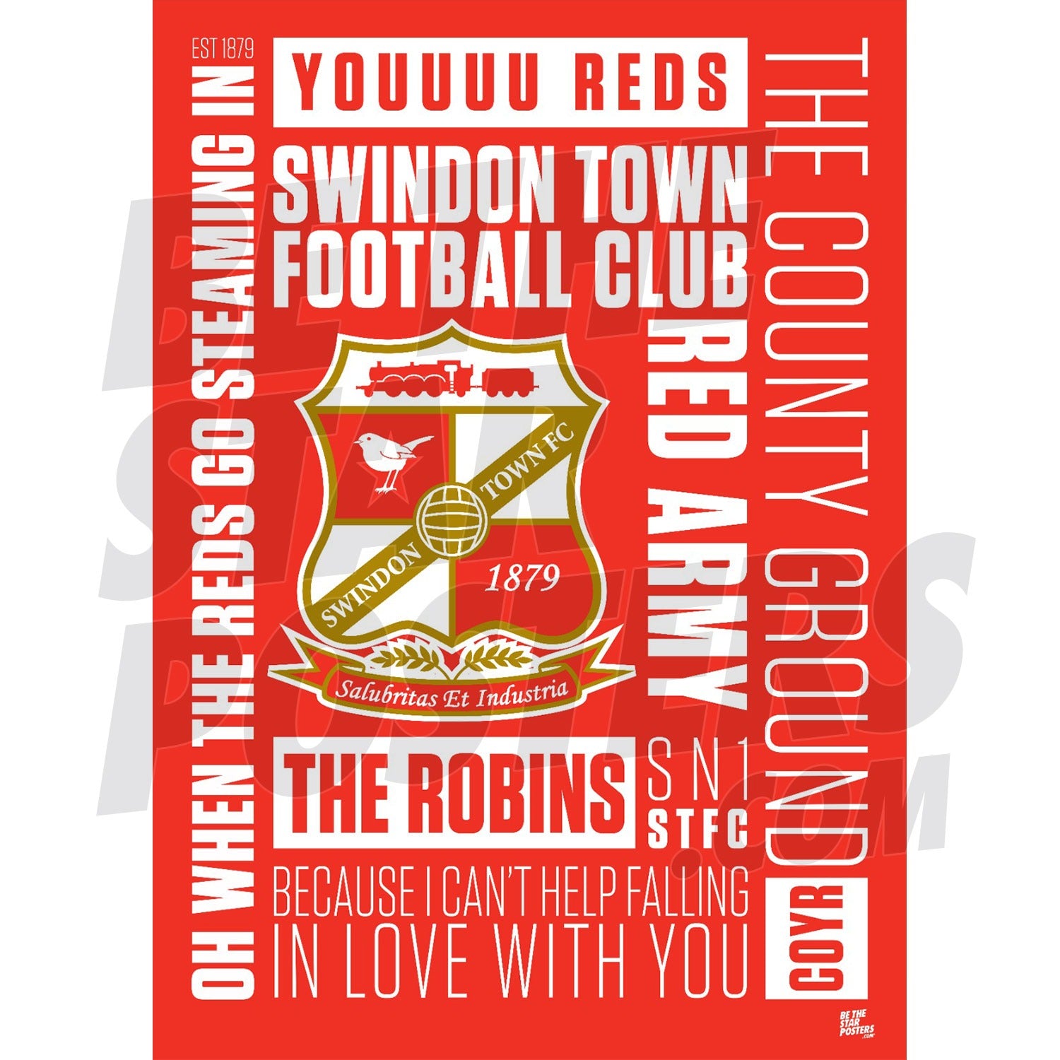 Swindon Town FC Word Poster