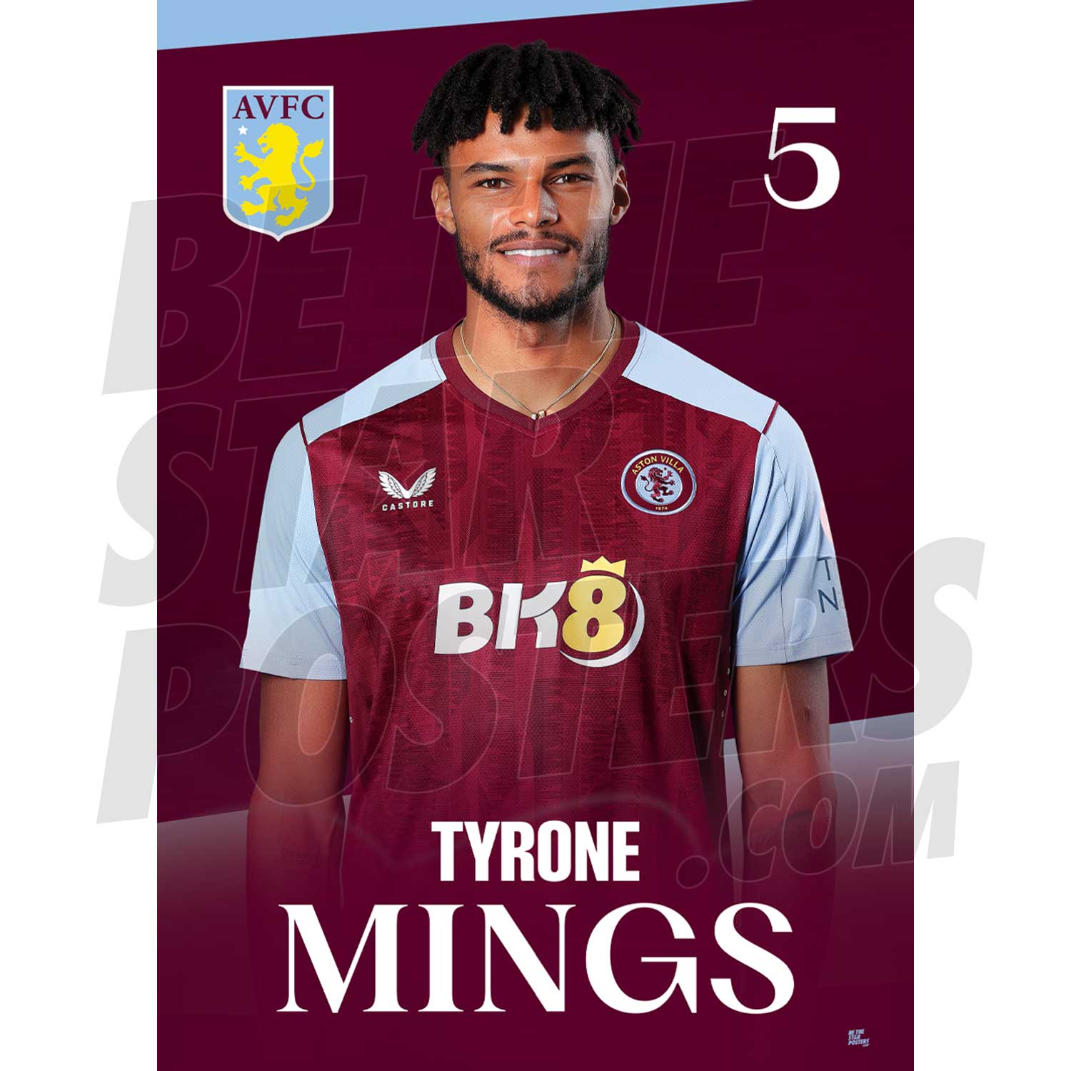 Aston Villa FC Mings 23/24 Headshot Poster