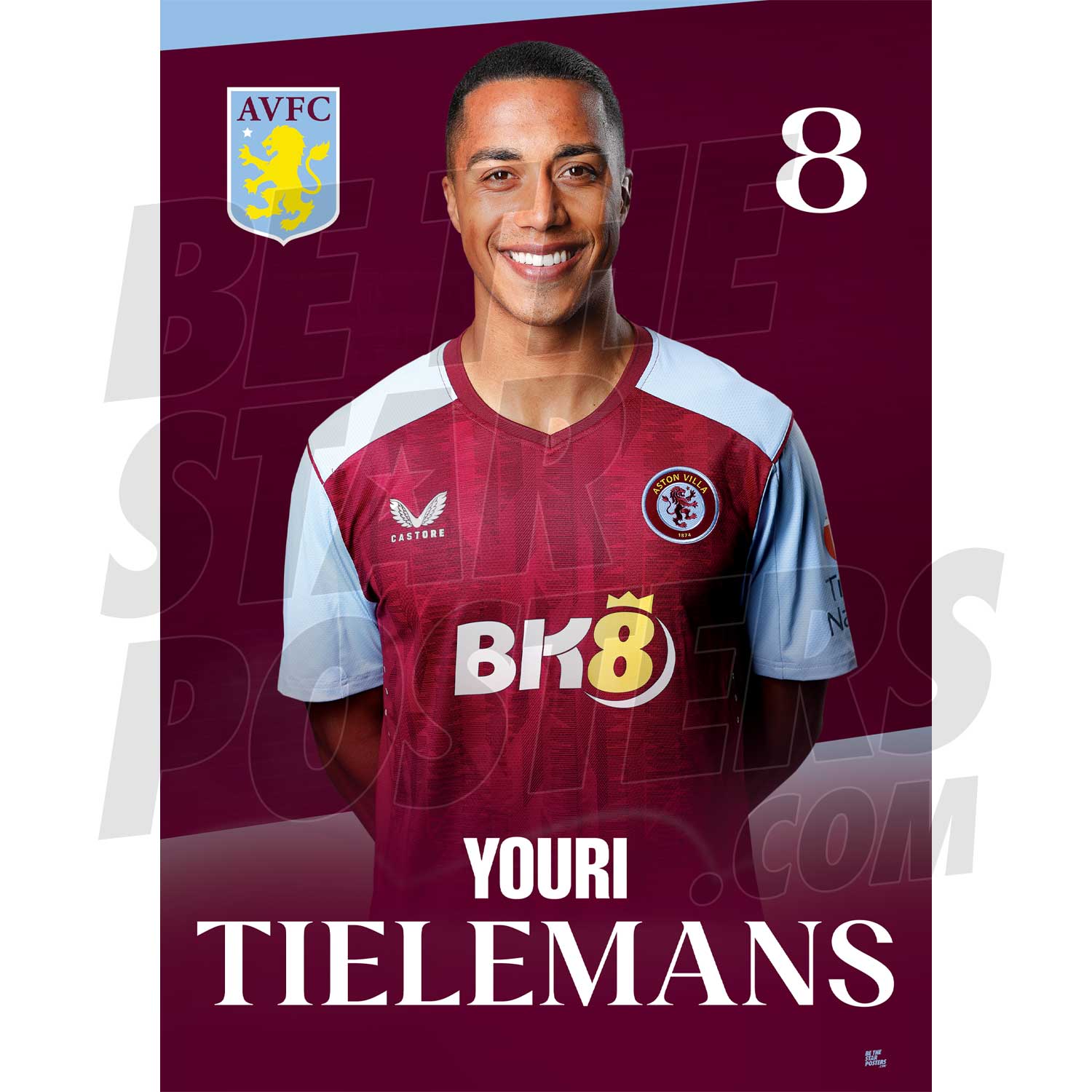 Aston Villa FC Tielemans 23/24 Headshot Poster