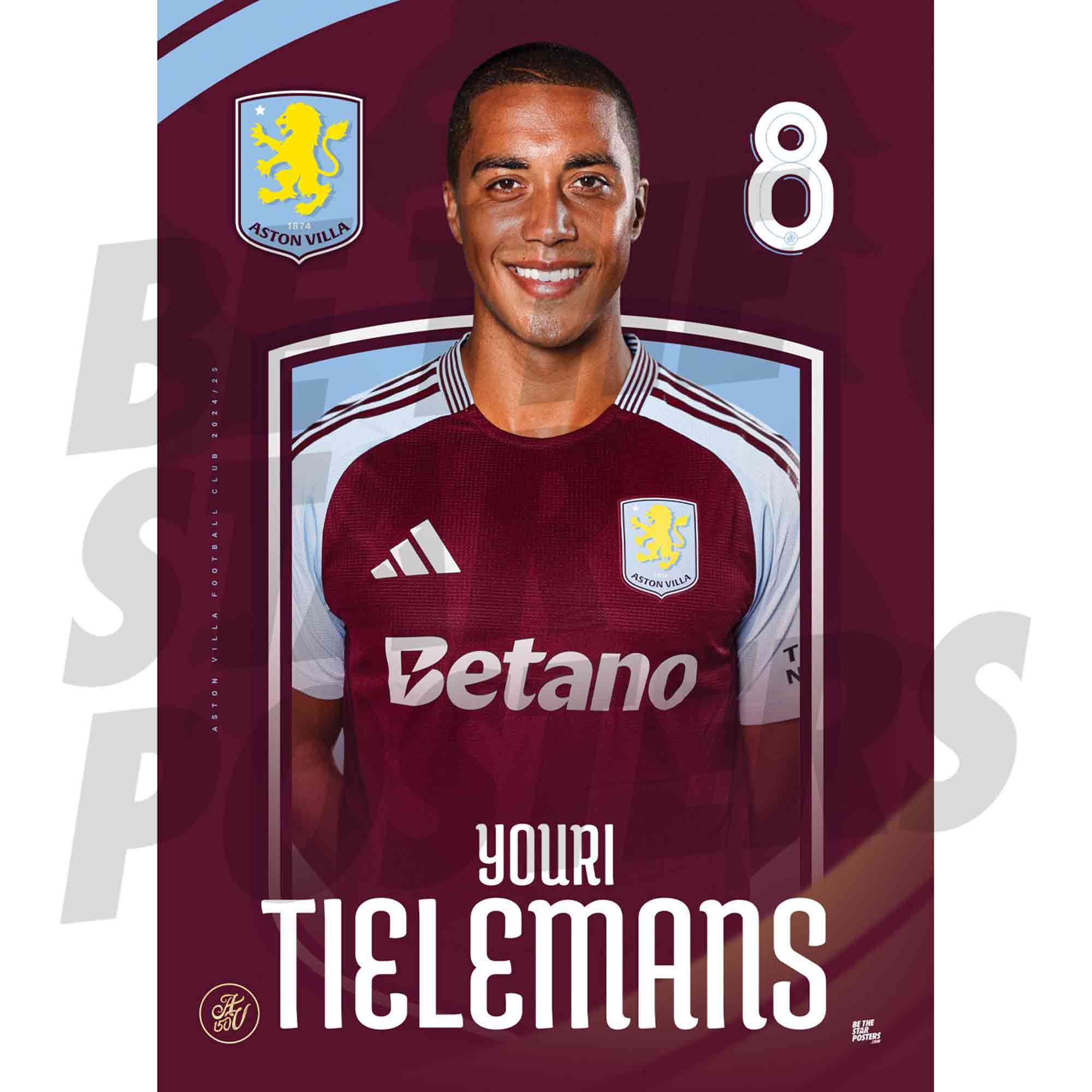 Aston Villa FC Tielemans 24/25 Headshot Poster