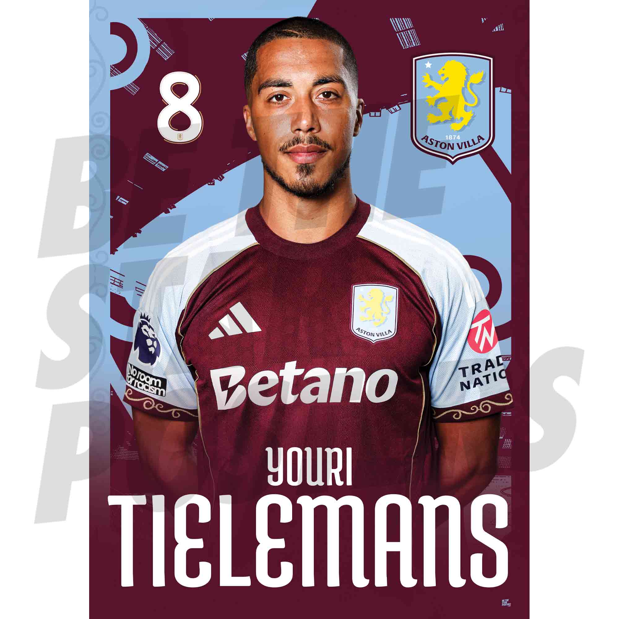 Aston Villa FC Youri Tielemans 25/26 Headshot Poster