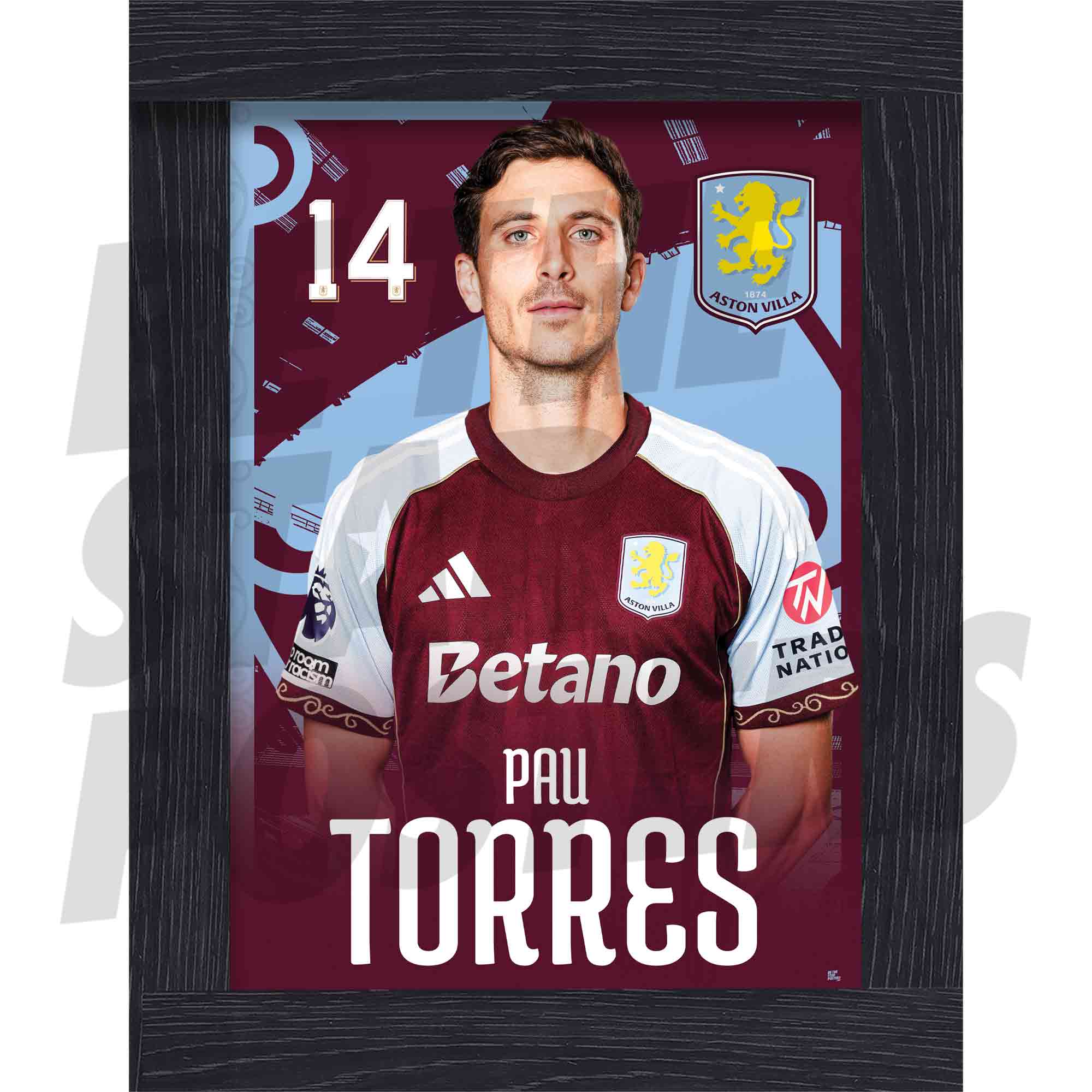 Aston Villa FC Pau Torres 25/26 Headshot Poster