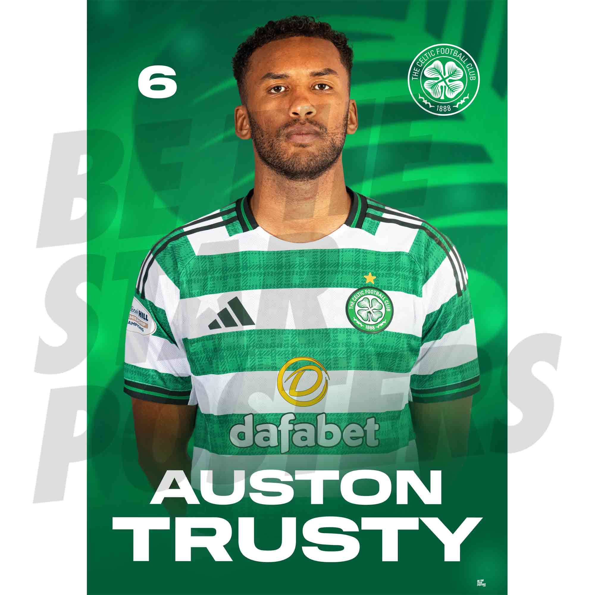 Celtic FC Auston Trusty 25/26 Headshot Poster