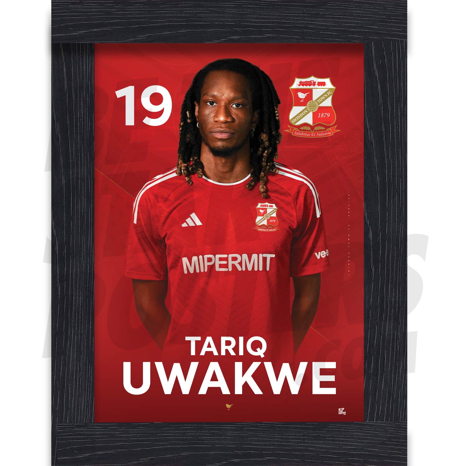 Swindon Town FC Uwakwe 24/25 Headshot Poster