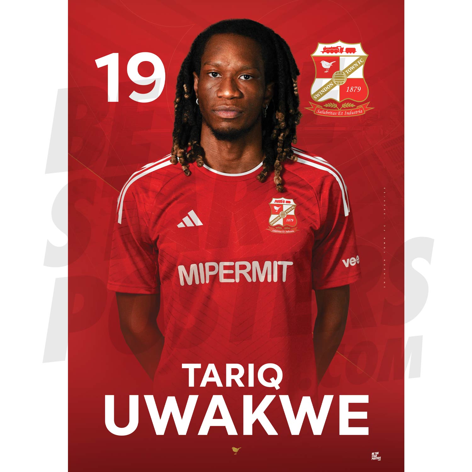 Swindon Town FC Uwakwe 24/25 Headshot Poster
