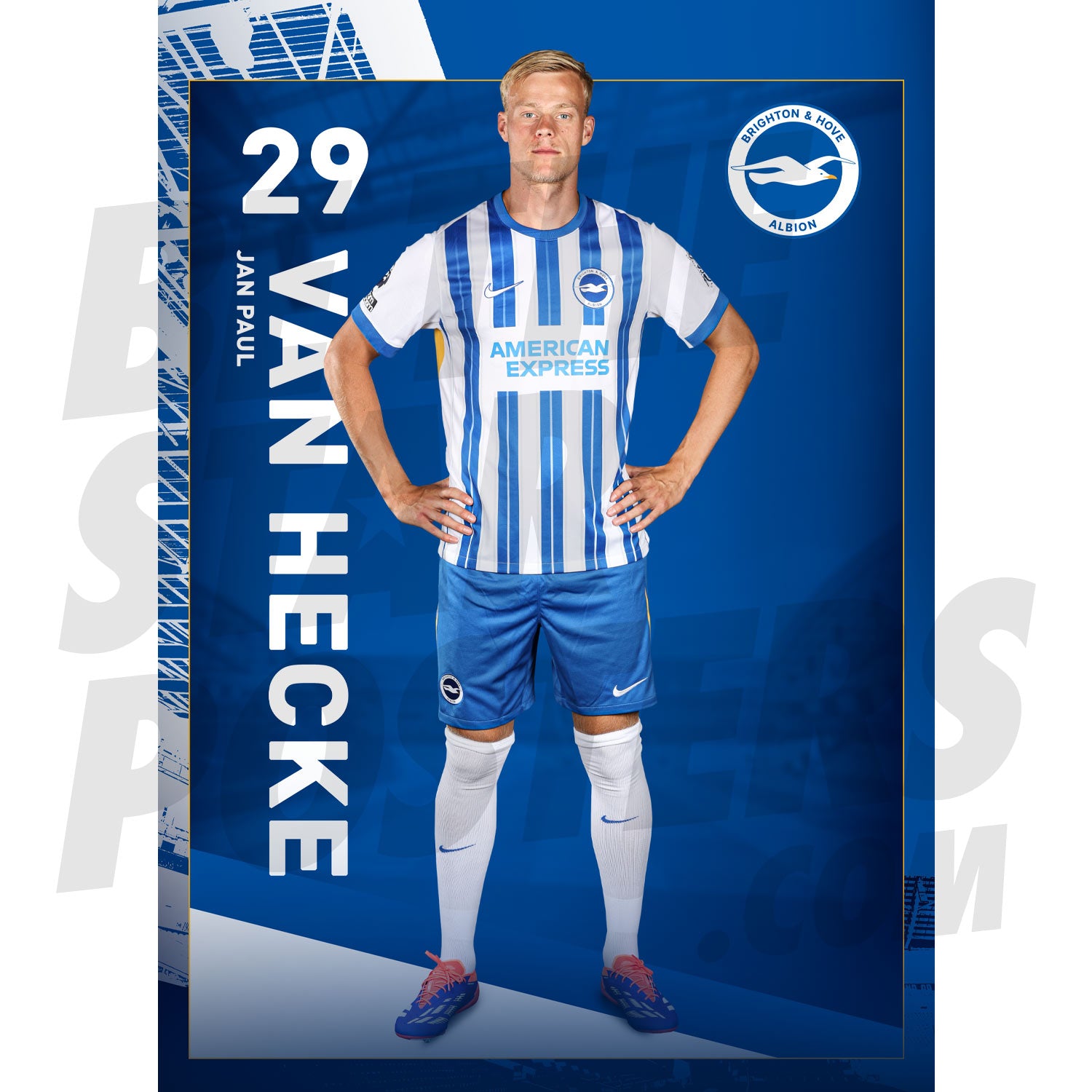 Brighton & Hove Albion FC Van Hecke 24/25 Headshot Poster