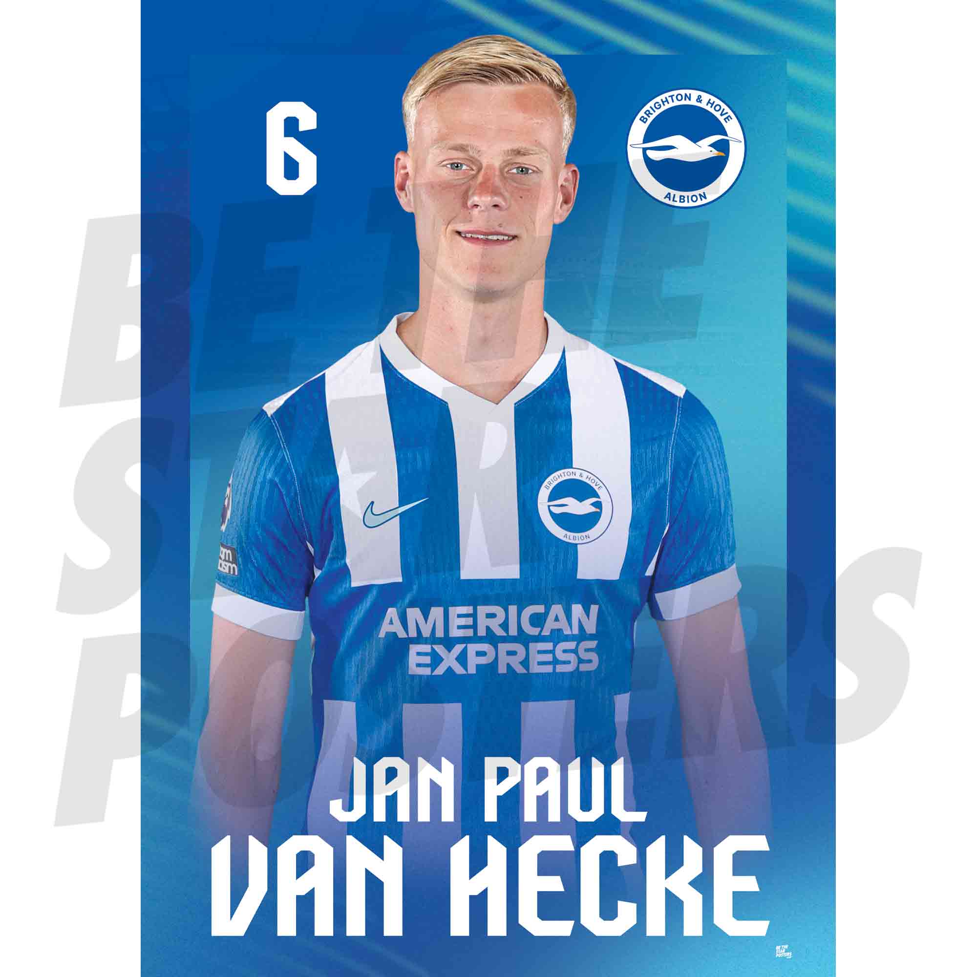 Brighton & Hove Albion FC Jan Paul Van Hecke 25/26 Headshot Poster