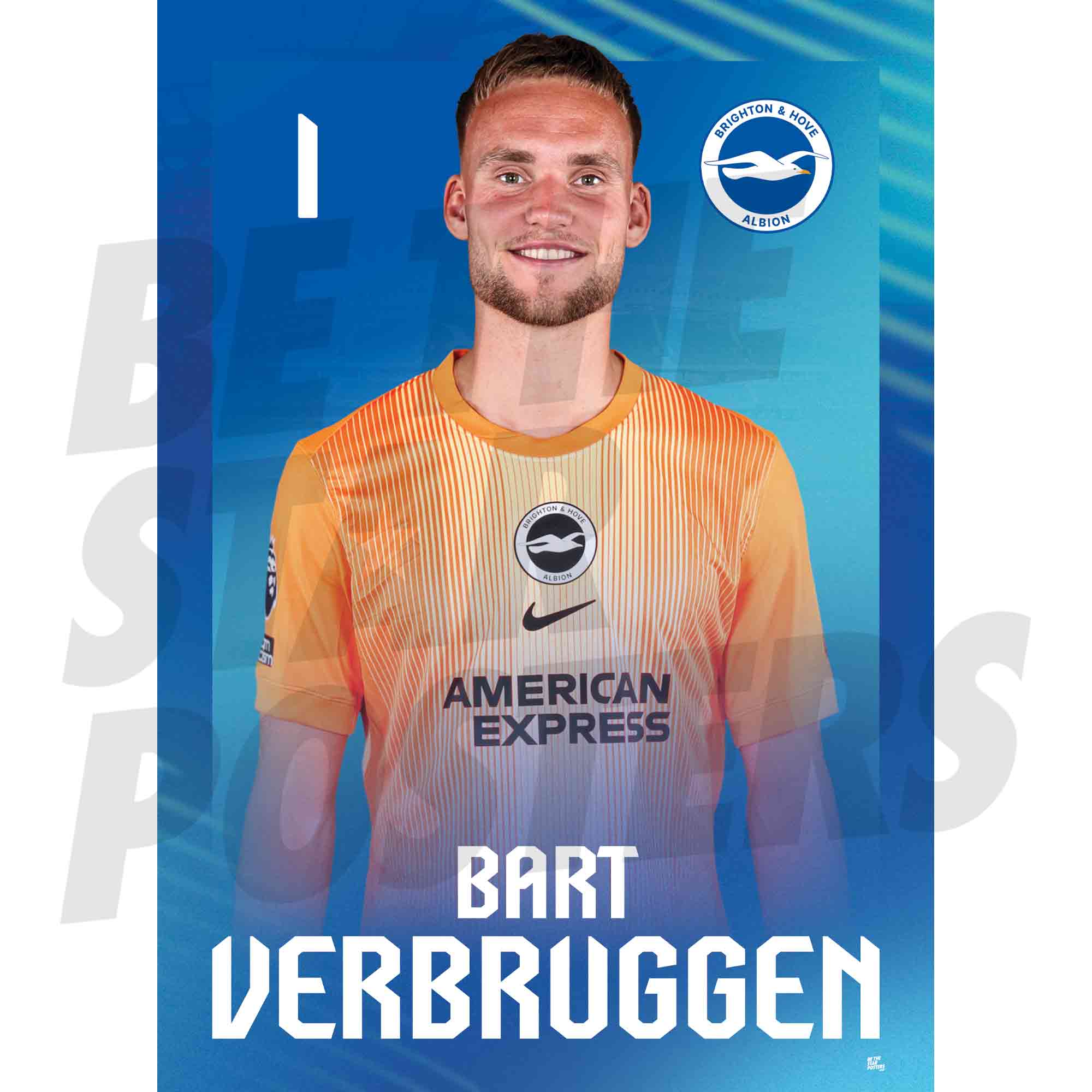 Brighton & Hove Albion FC Bart Verbruggen 25/26 Headshot Poster