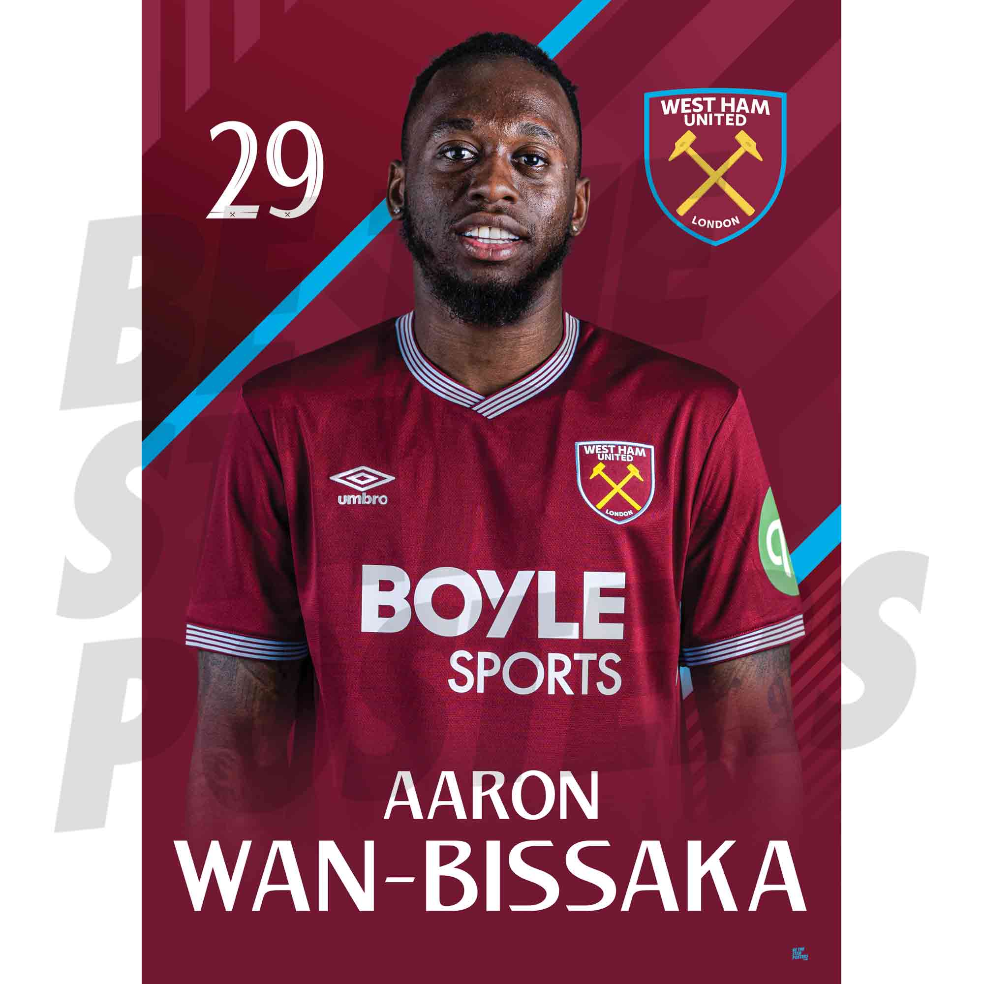 West Ham United FC Wan-Bissaka 25/26 Headshot Poster