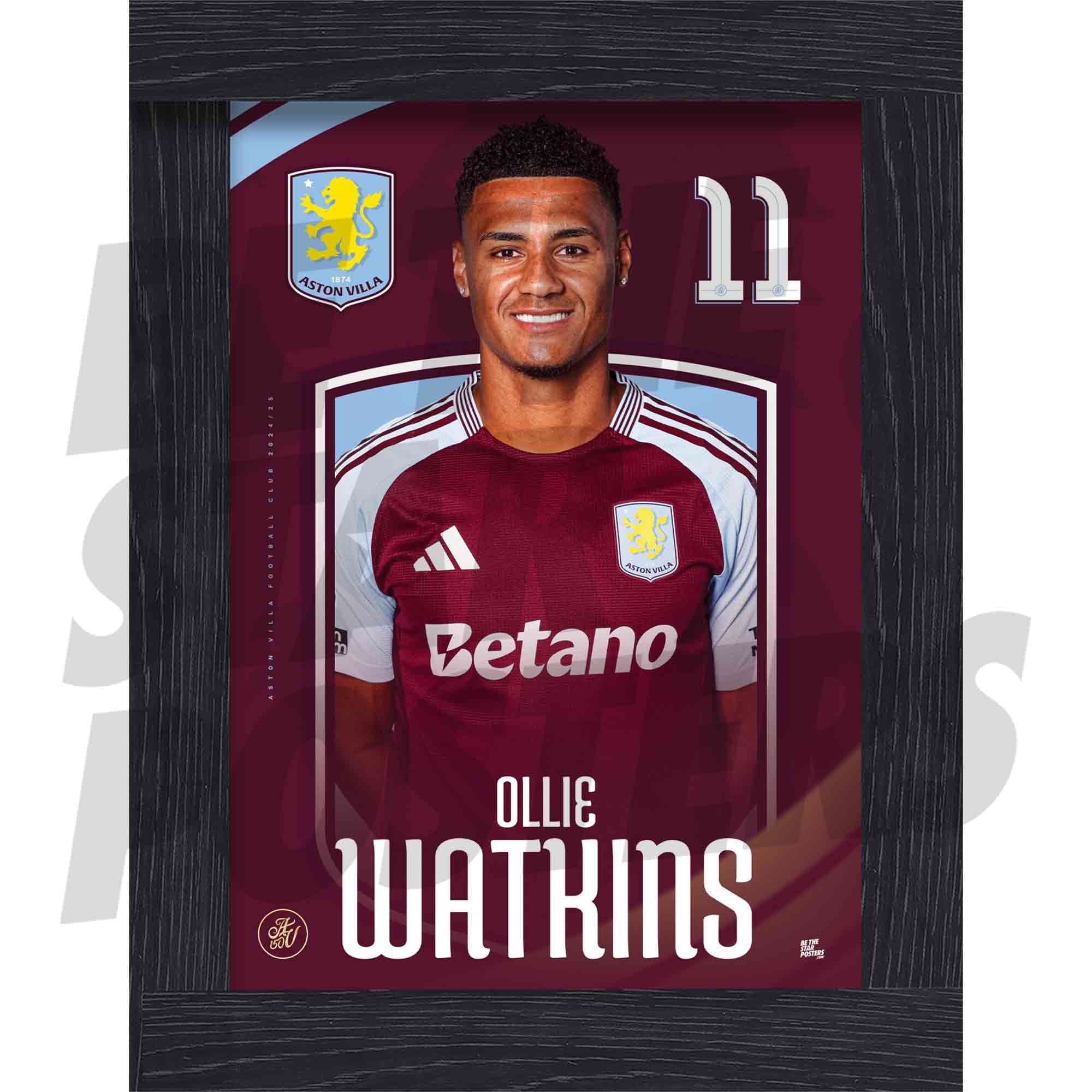 Aston Villa FC Watkins 24/25 Headshot Poster