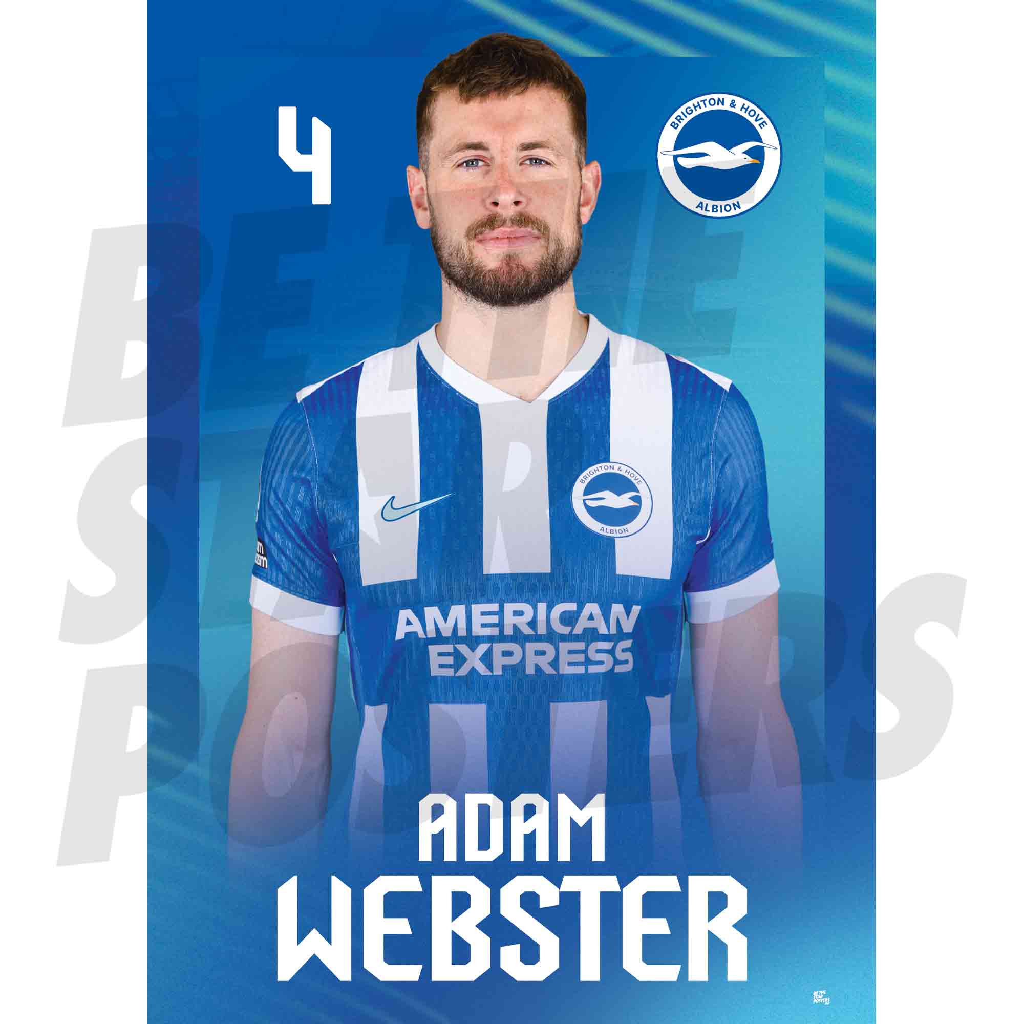 Brighton & Hove Albion FC Adam Webster 25/26 Headshot Poster