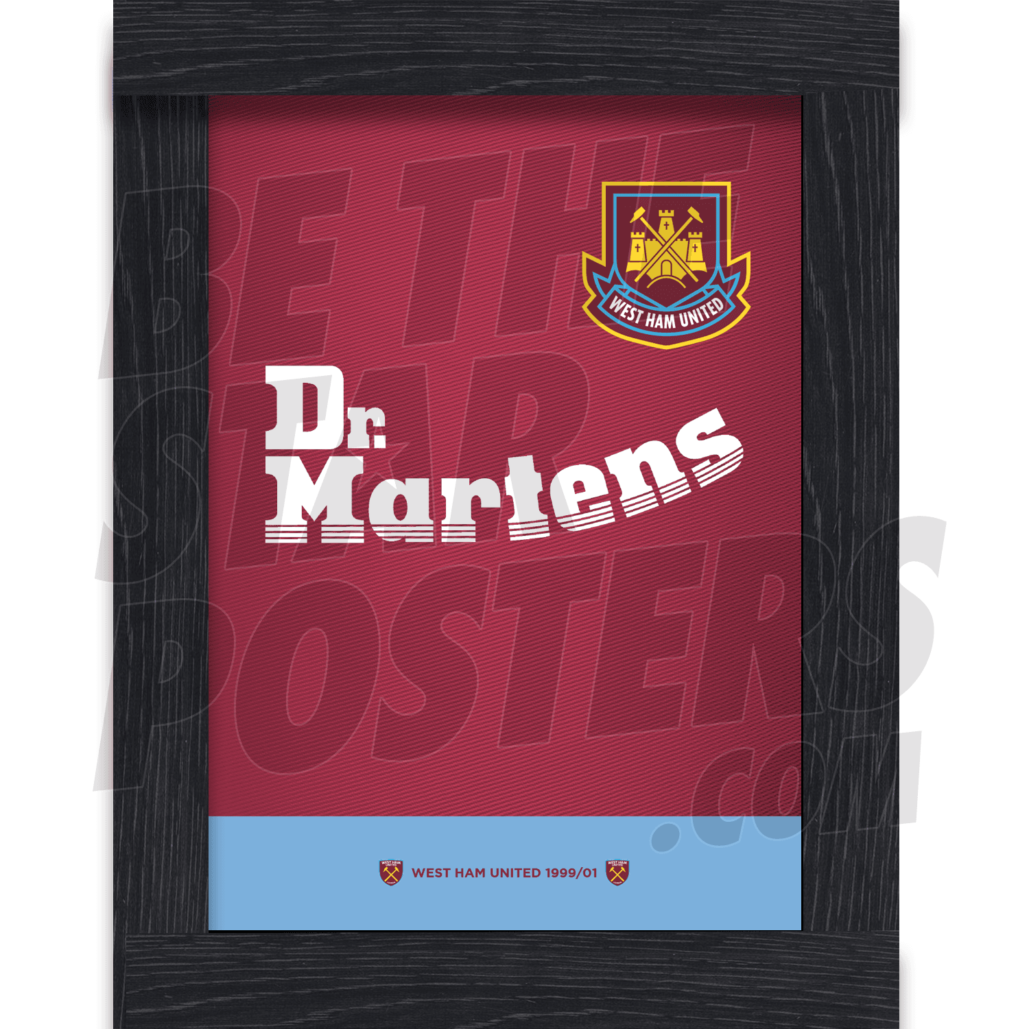 West Ham United FC 99/01 Retro Shirt Print Framed