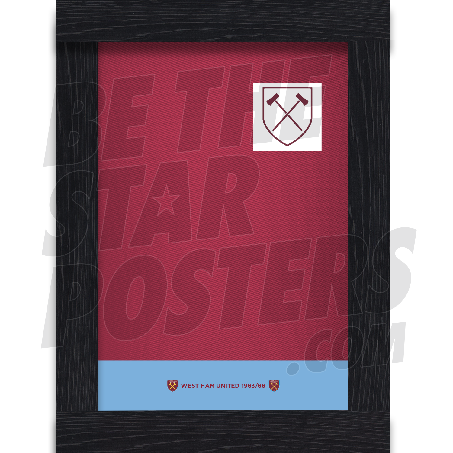 West Ham United FC 63/66 Retro Shirt Print Framed