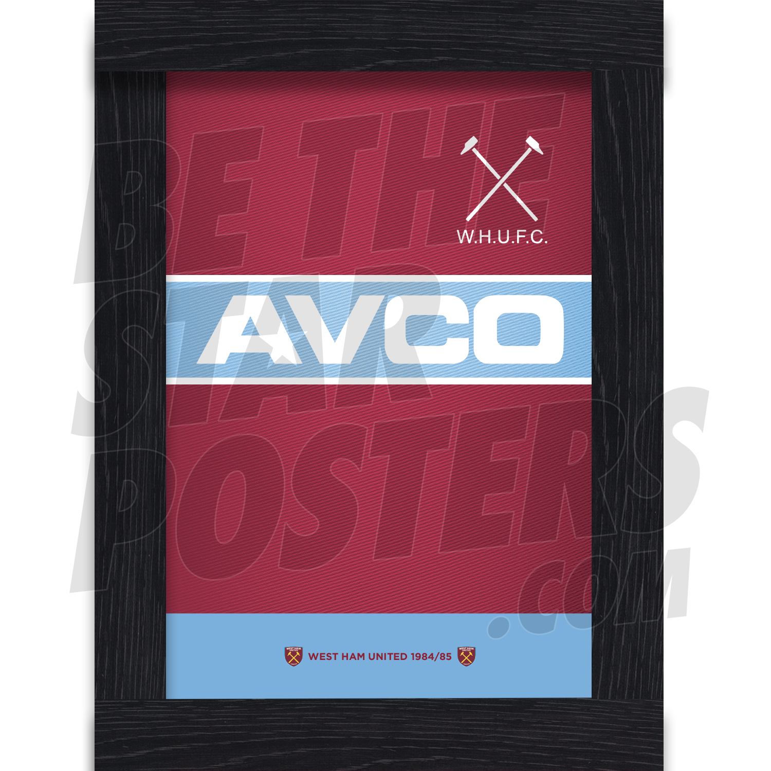West Ham United FC 84/85 Retro Shirt Print Framed