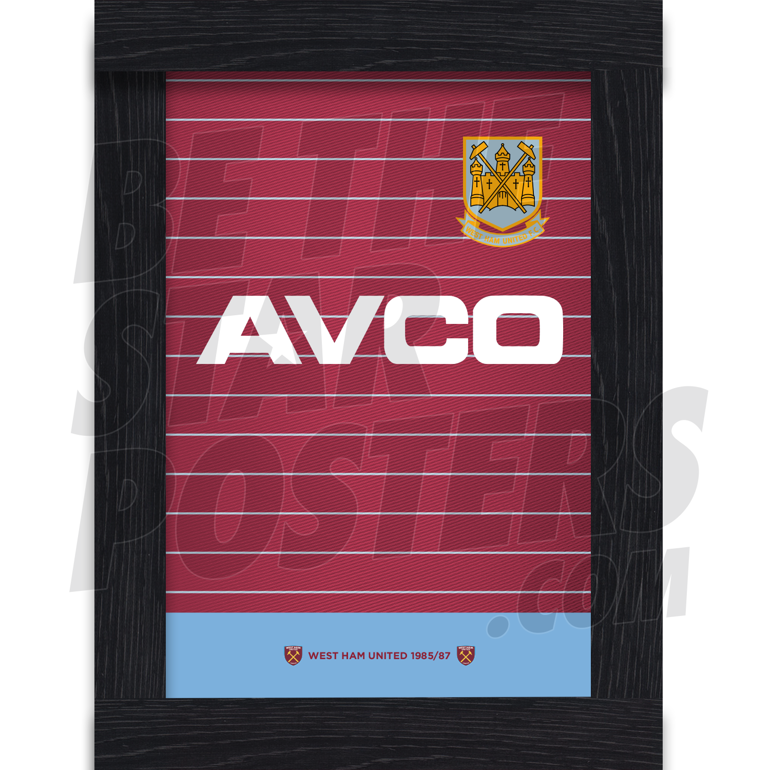 West Ham United FC 85/87 Retro Shirt Print Framed