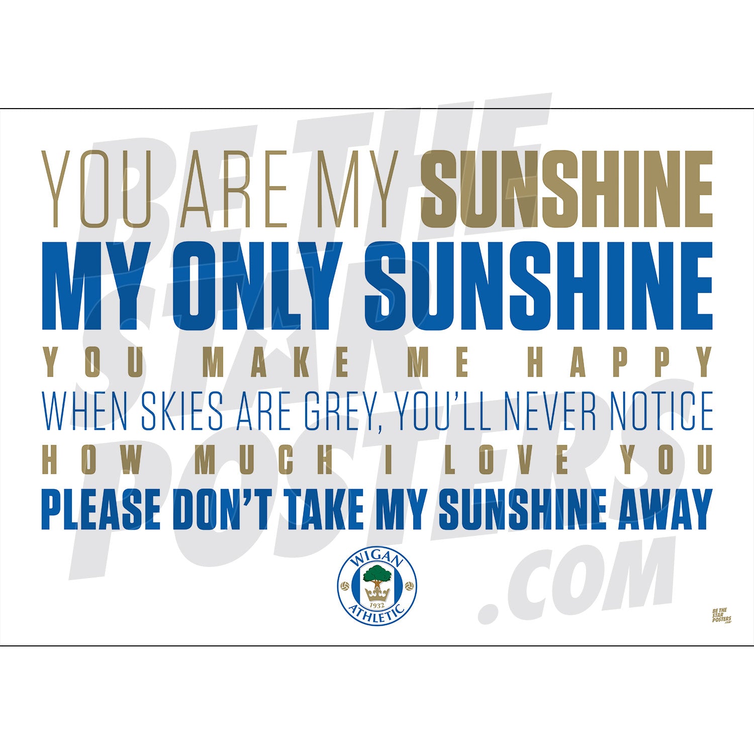 Wigan Athletic FC Chant Poster - White