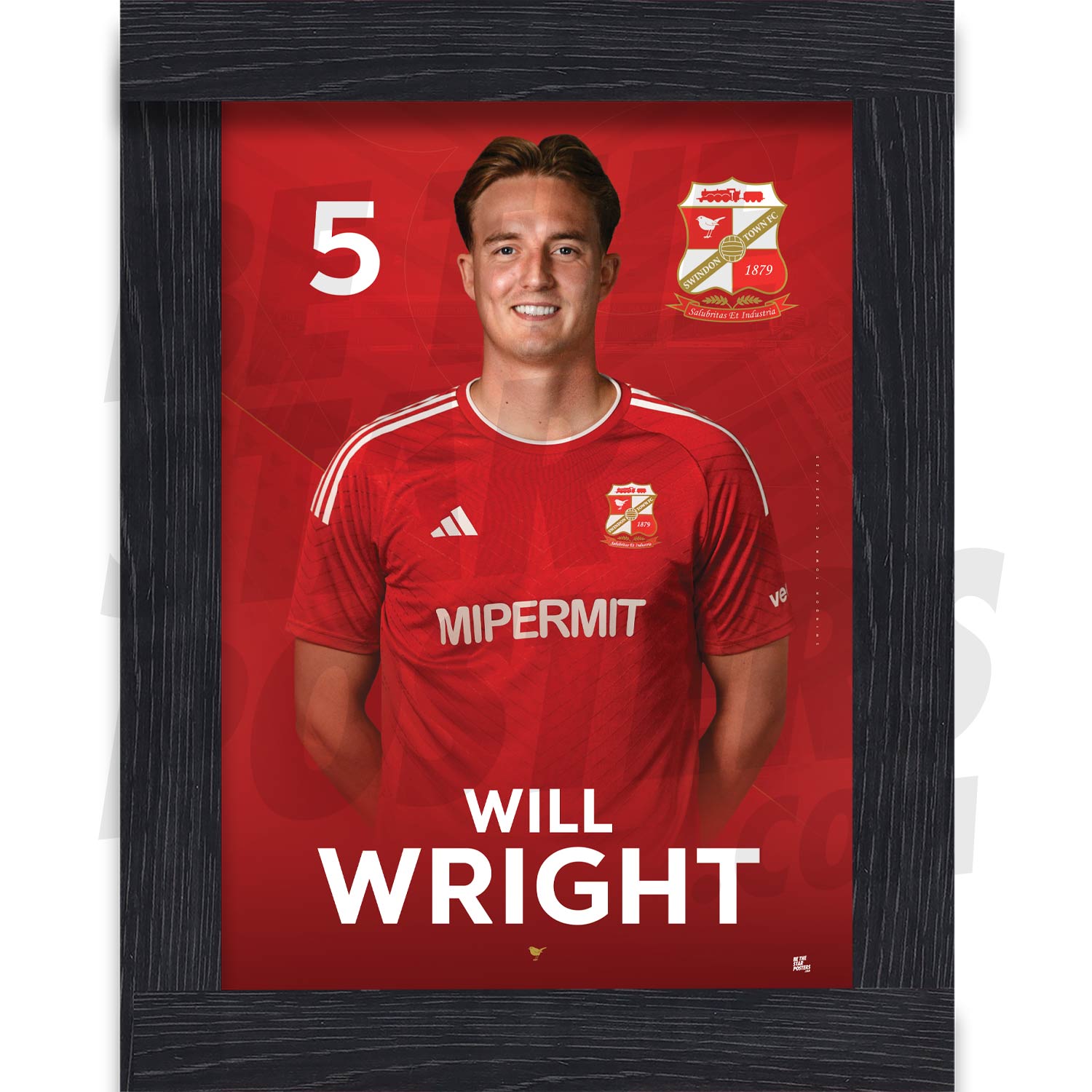 Swindon Town FC Wright 24/25 Headshot Poster