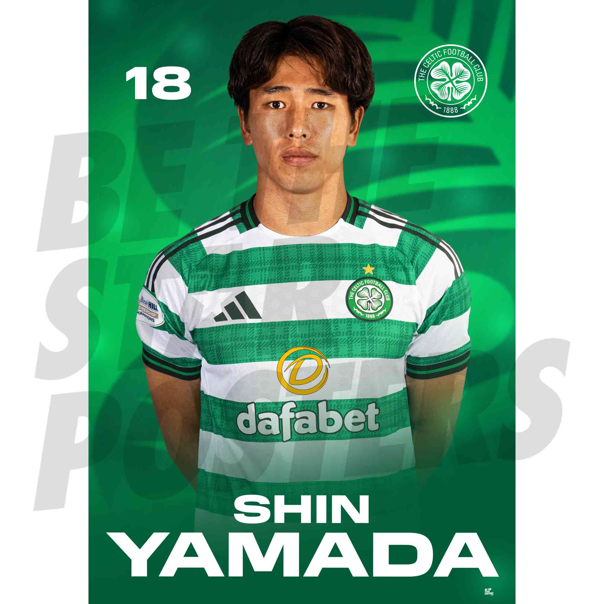 Celtic FC Shin Yamada 25/26 Headshot Poster
