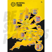 My Football Tour Map A2 Poster - Yellow / Black