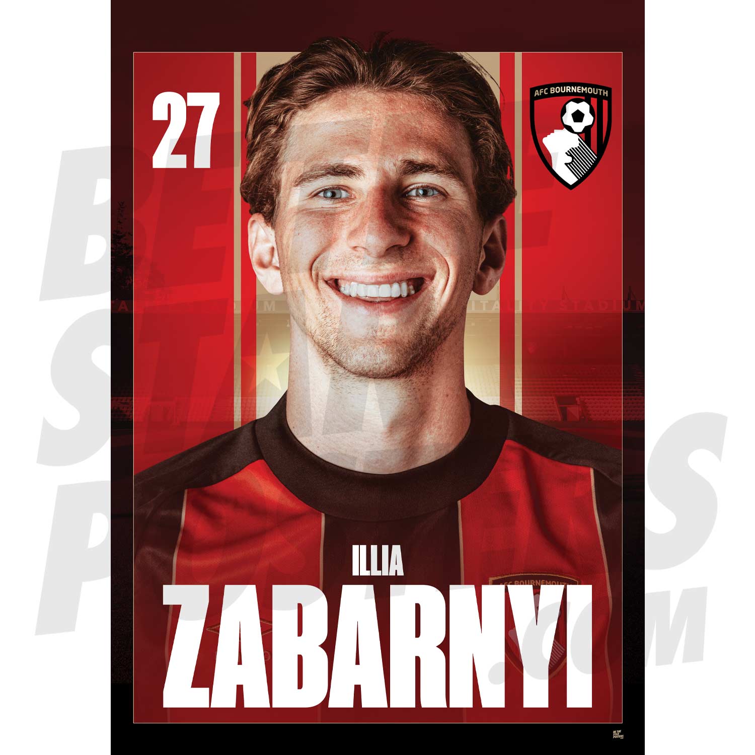 AFC Bournemouth Zabarnyi 24/25 Headshot Poster