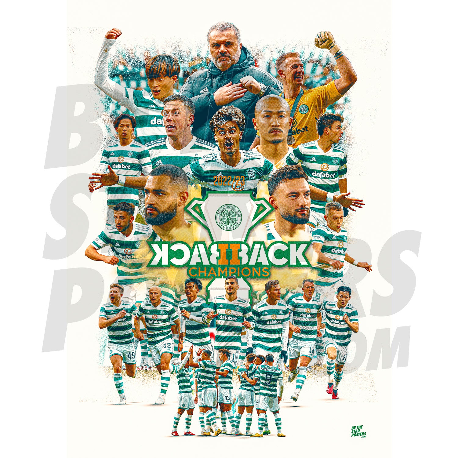 Celtic FC Champions Squad 22/23 Player Montage Poster