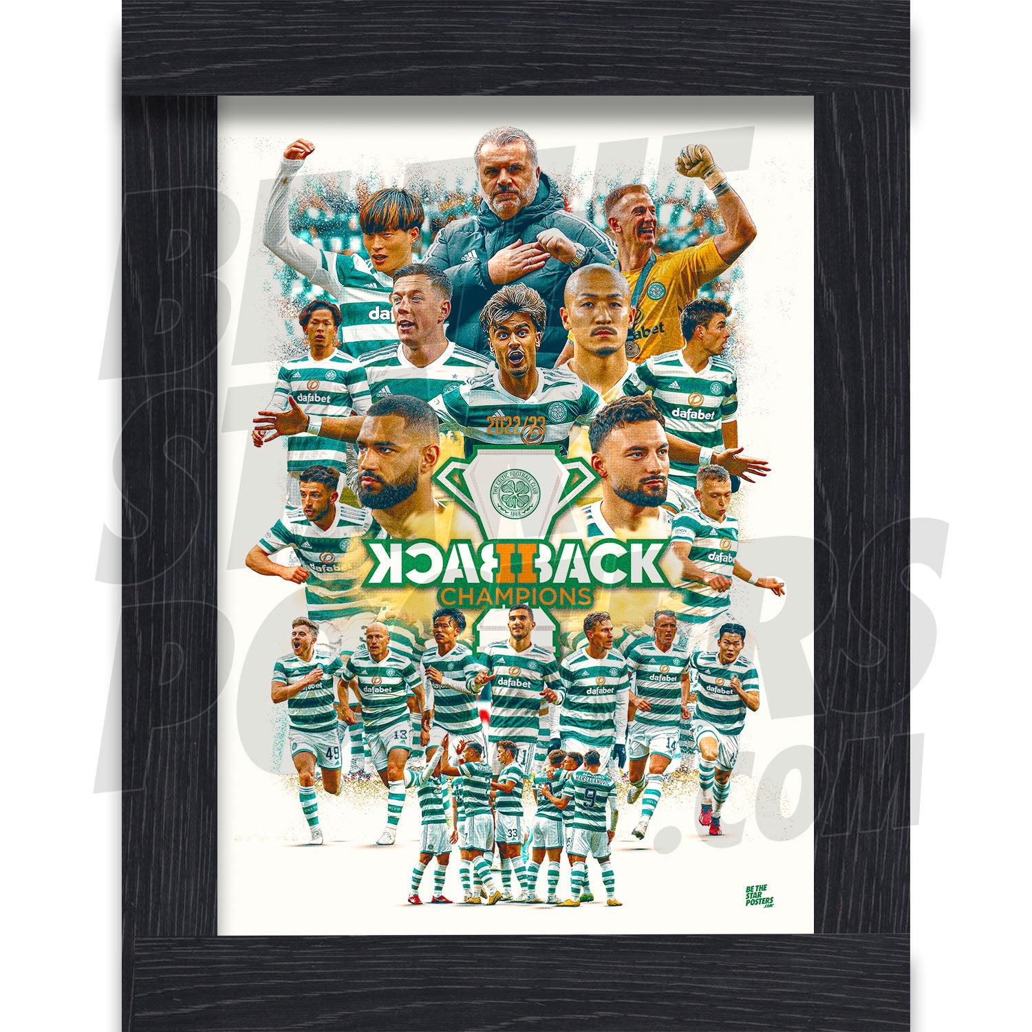 Celtic FC Champions Squad 22/23 Player Montage Poster