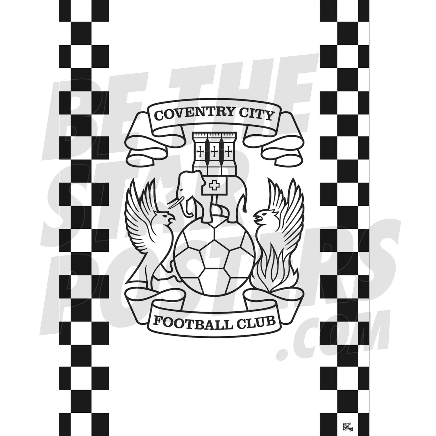 Coventry City FC Monotone Crest Poster
