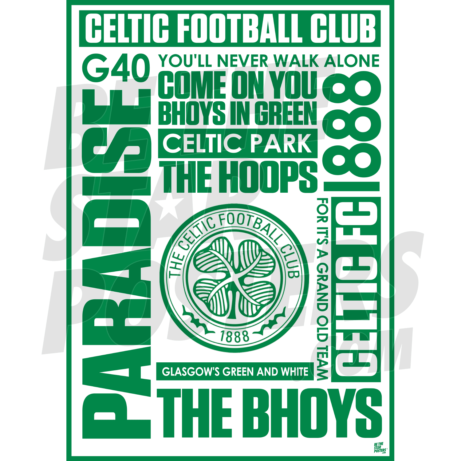 Celtic FC Word Poster