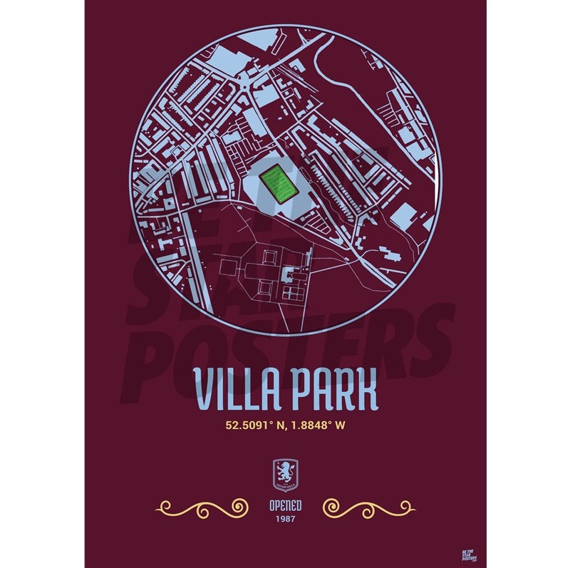 Aston Villa FC Villa Park Map Poster