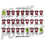 AFC Bournemouth 25/26 Squad Signed Shirt Poster
