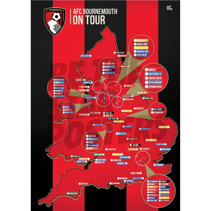 AFC Bournemouth My Football Tour Map A2 Poster