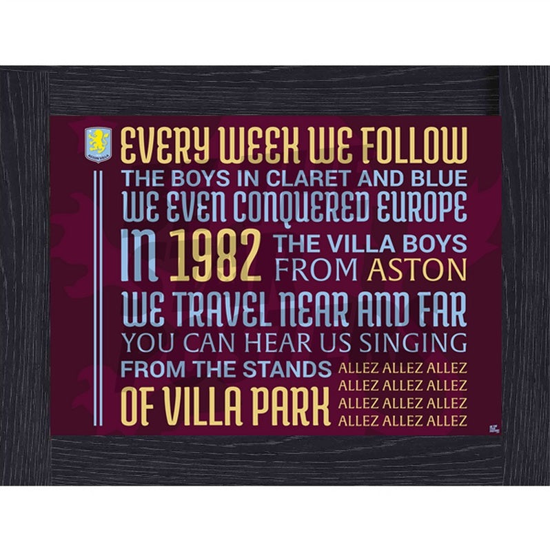 Aston Villa FC Chant Allez Allez Allez Poster