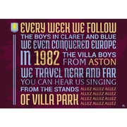 Aston Villa FC Chant Allez Allez Allez Poster