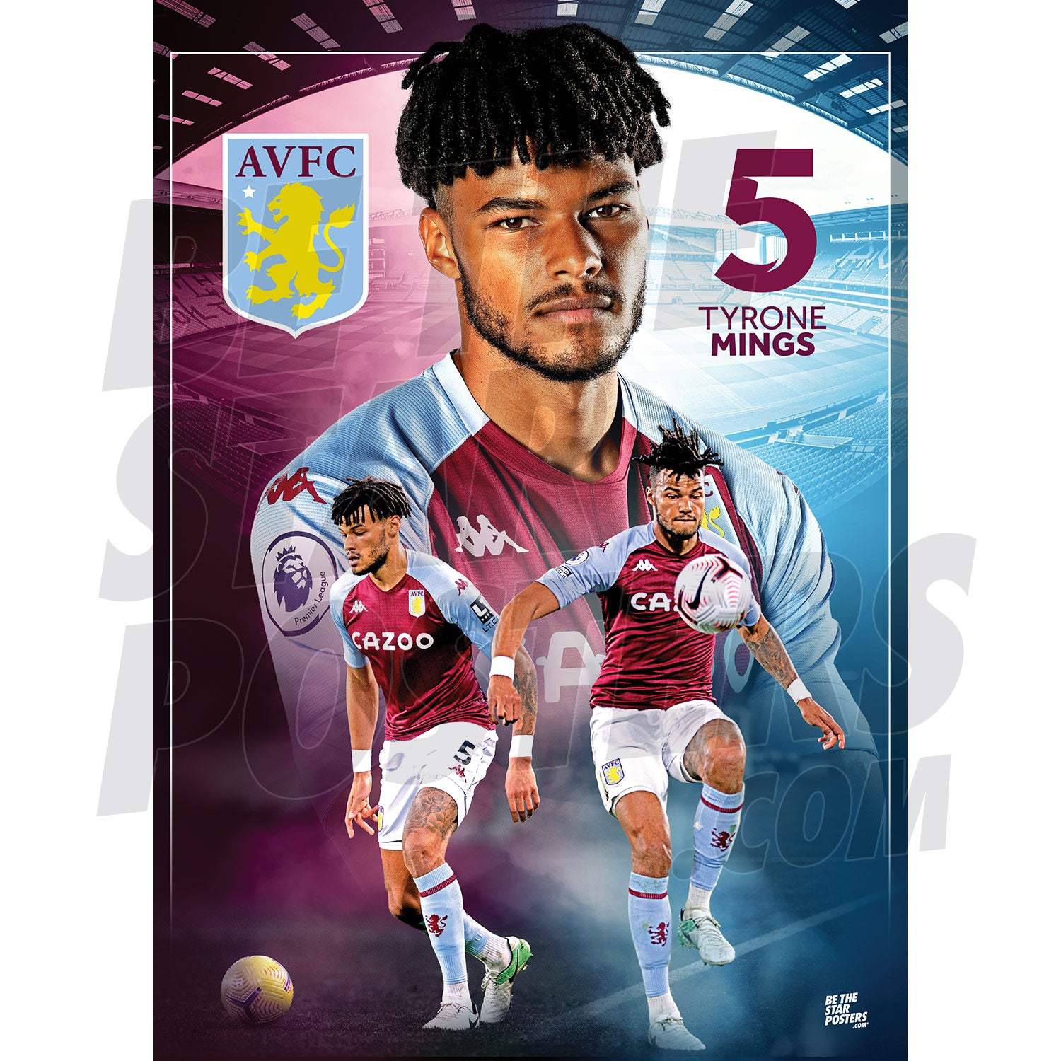 Aston Villa FC Tyrone Mings 20/21 Action Poster