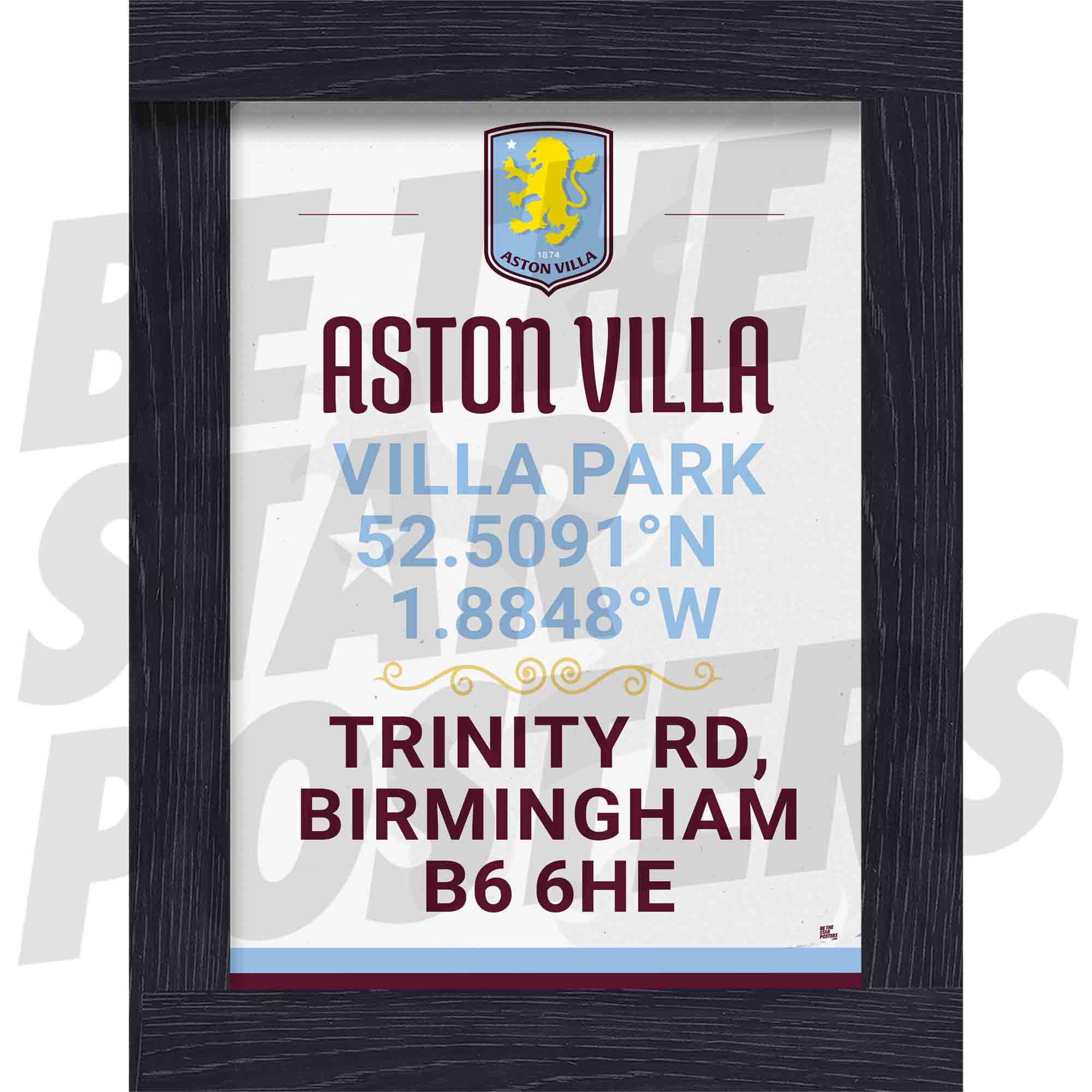 Aston Villa FC Coordinates Poster