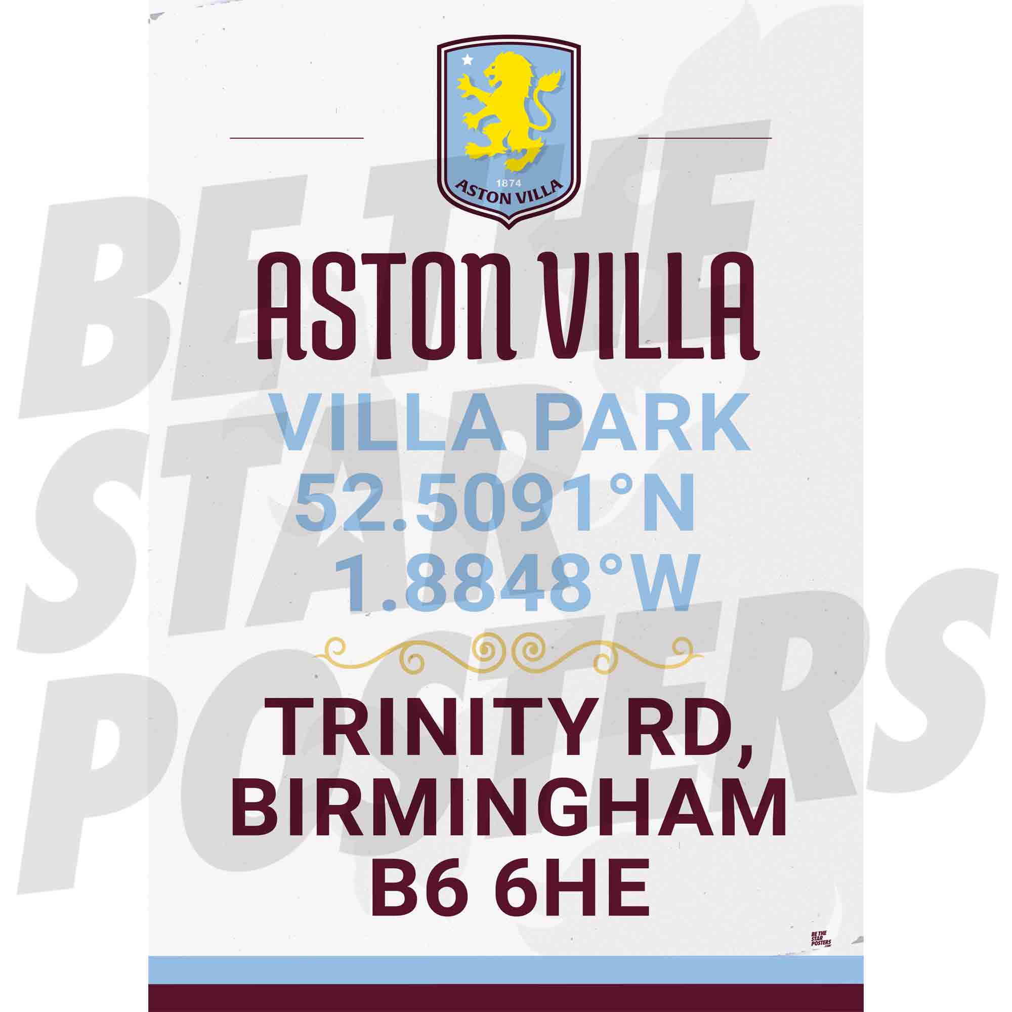 Aston Villa FC Coordinates Poster