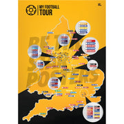 My Football Tour Map A2 Poster - Amber / Black