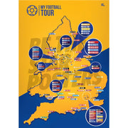 My Football Tour Map A2 Poster - Amber / Blue