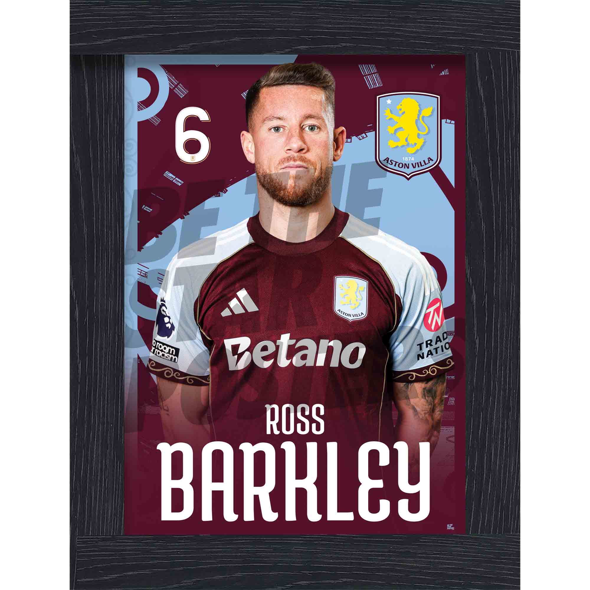 Aston Villa FC Ross Barkley 25/26 Headshot Poster