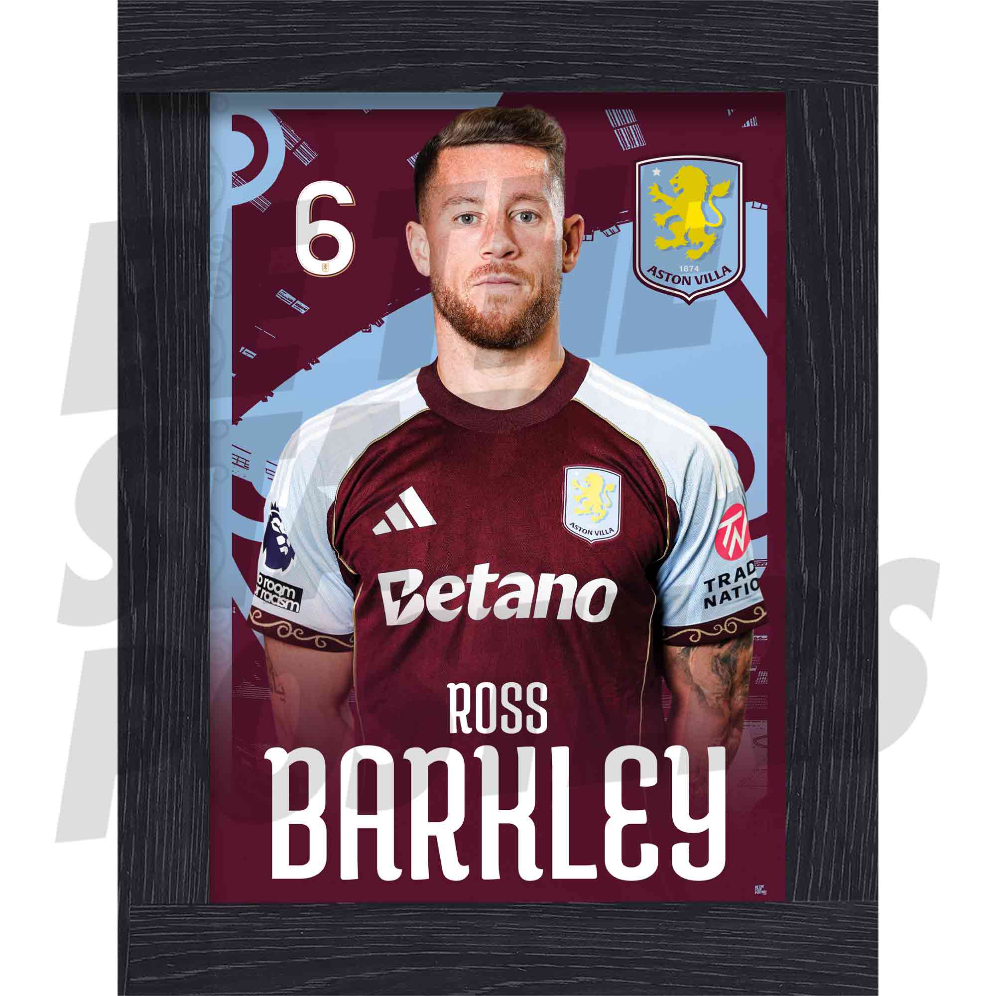 Aston Villa FC Ross Barkley 25/26 Headshot Poster