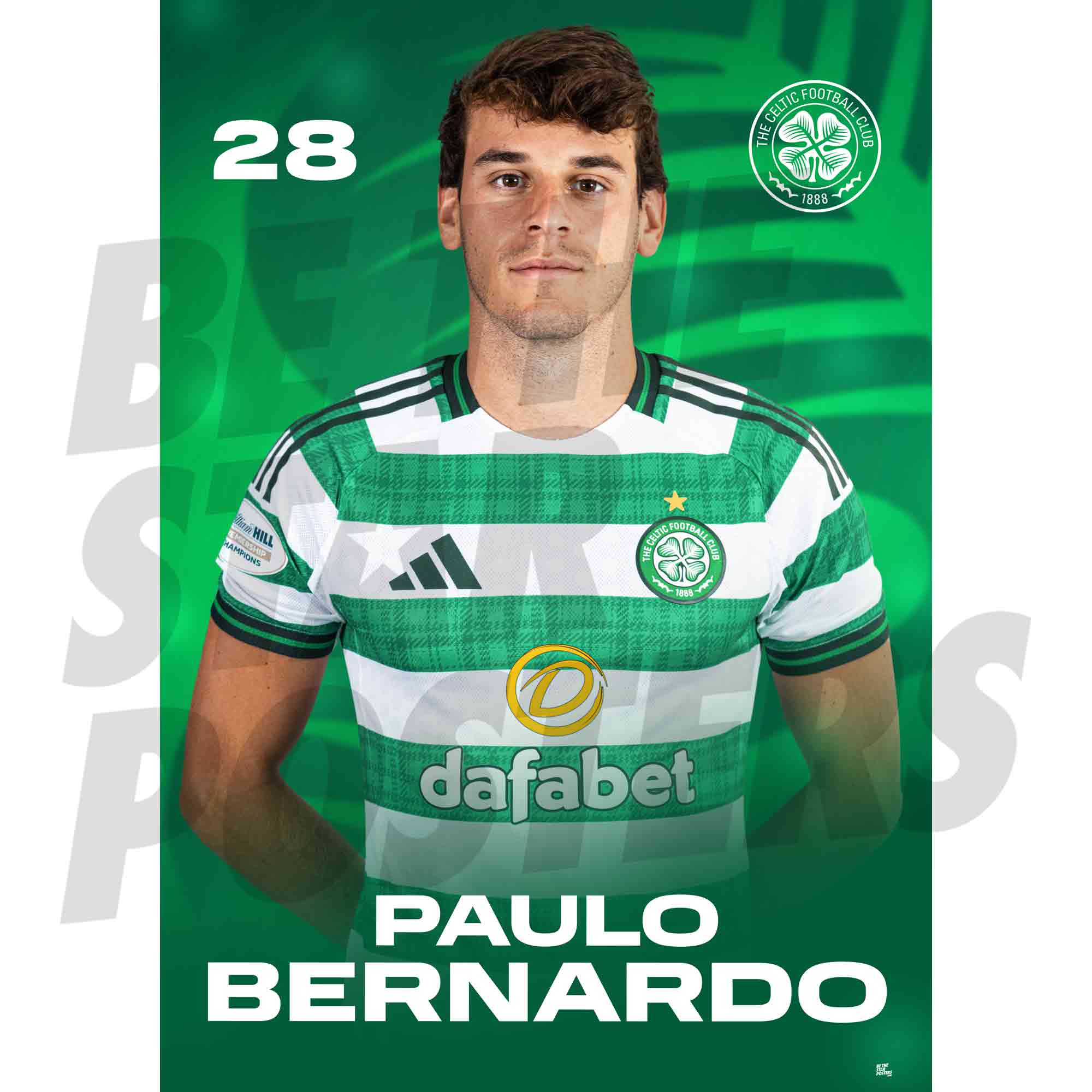 Celtic FC Paulo Bernardo 25/26 Headshot Poster