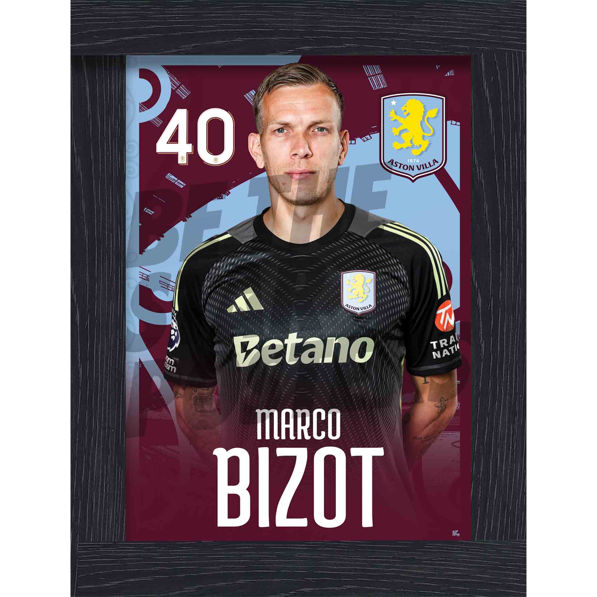 Aston Villa FC Marco Bizot 25/26 Headshot Poster