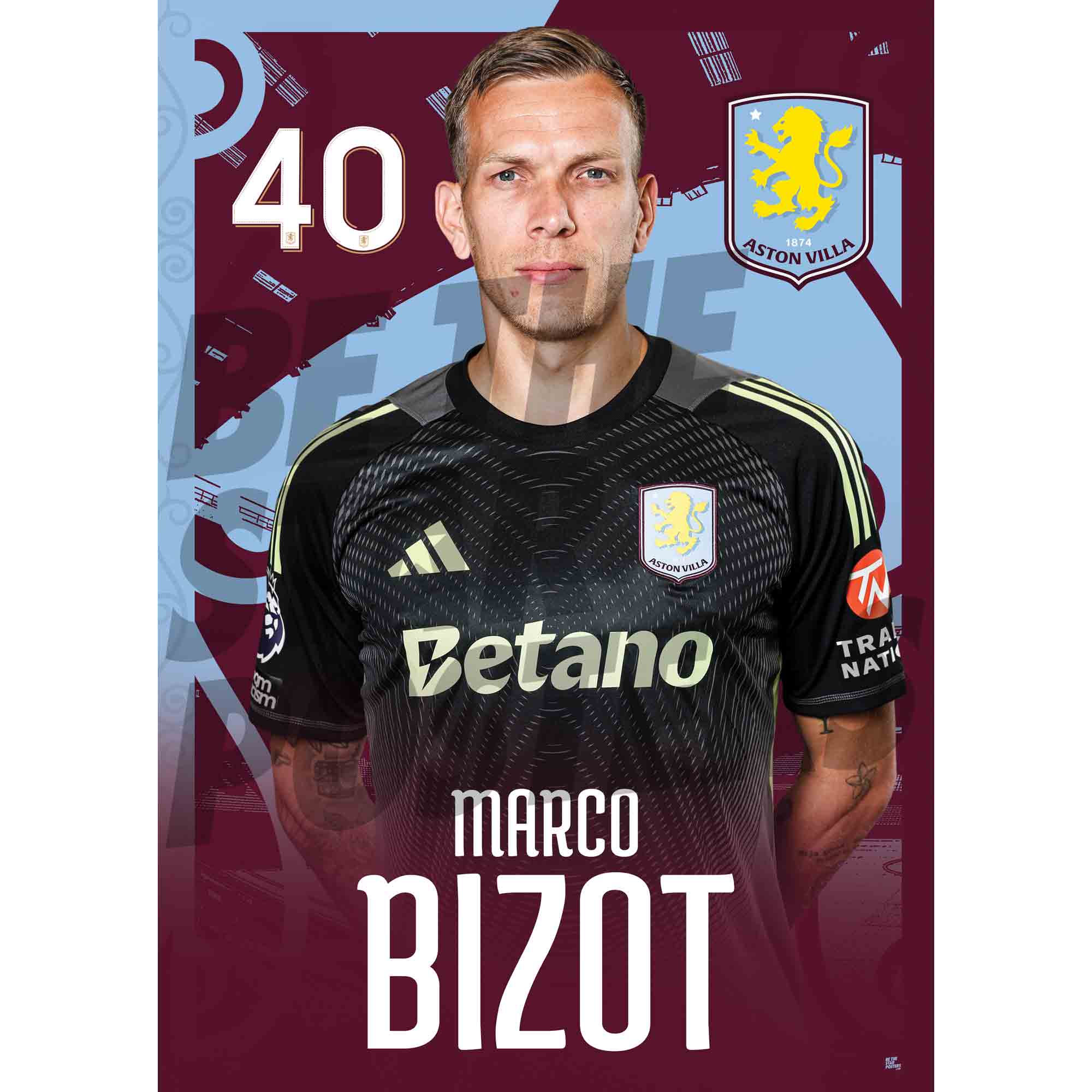 Aston Villa FC Marco Bizot 25/26 Headshot Poster
